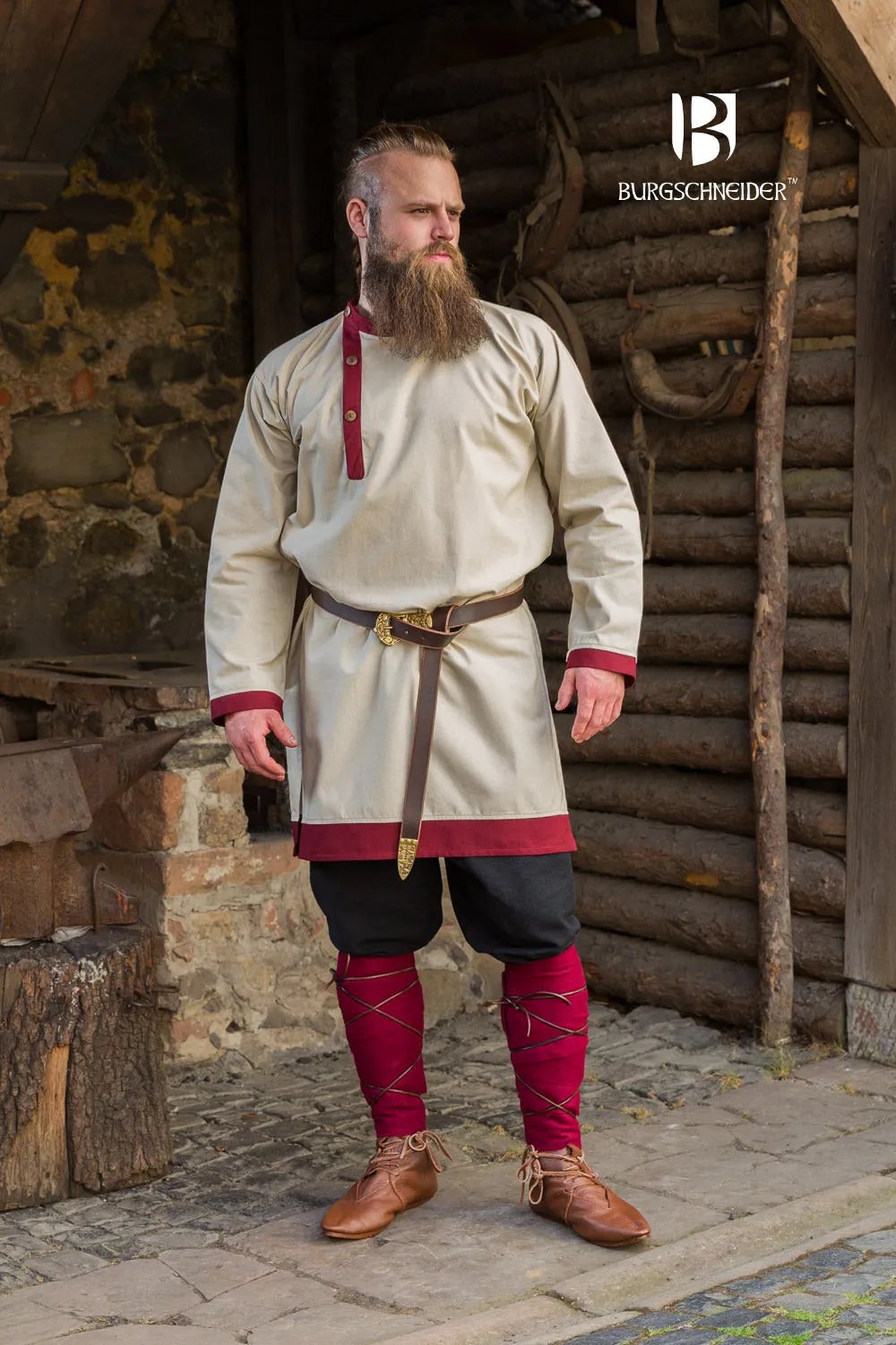 Rus Tunic Tobiasz Natural/Bordeaux