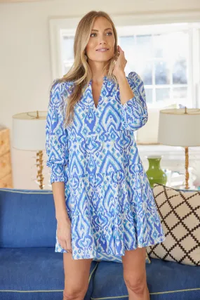 Sail to Sable Long Sleeve Tunic Flare Dress - Ikat