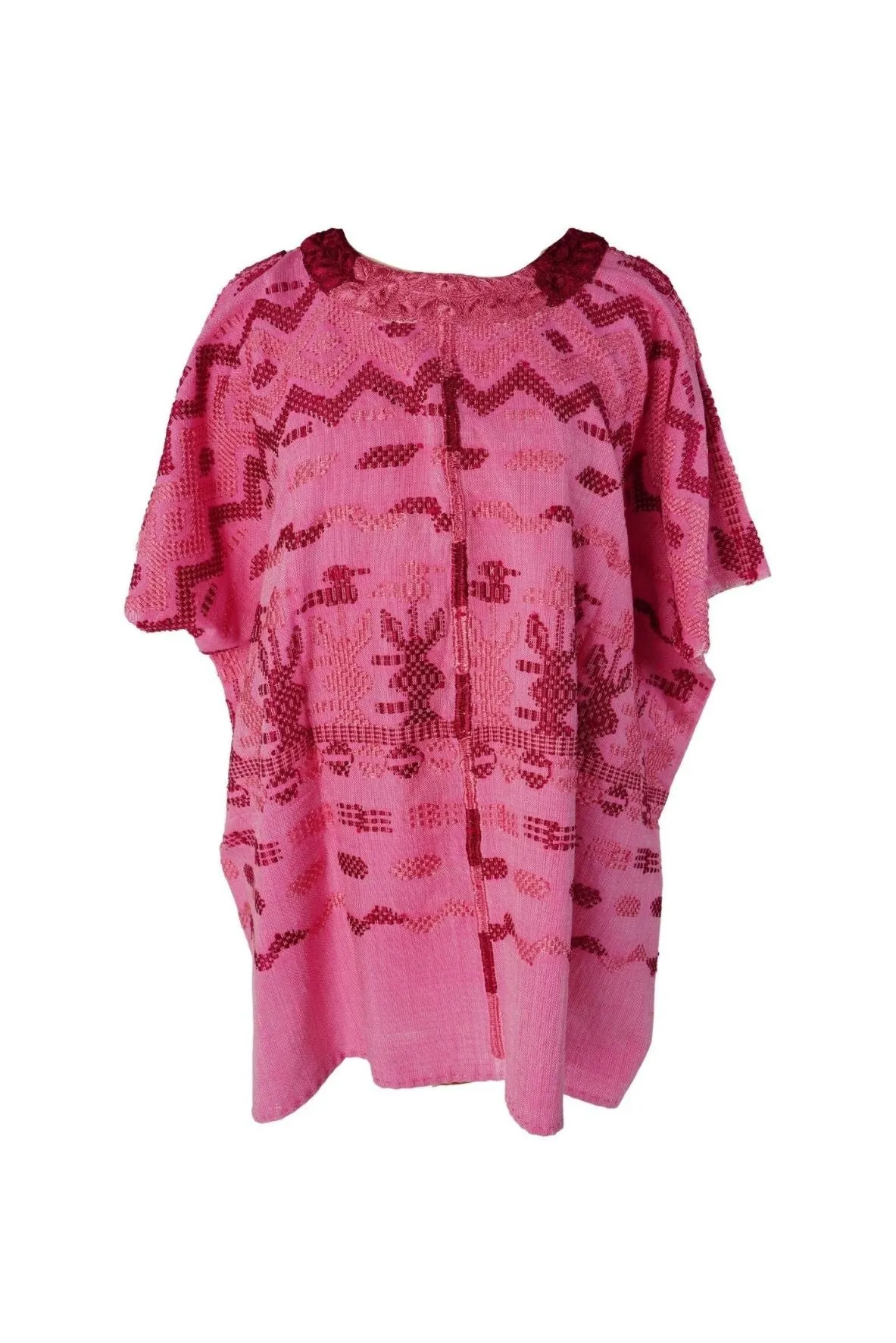 Santa Lucia Embroidered Guatemalan Tunic - Pink, Fuschia, Wine