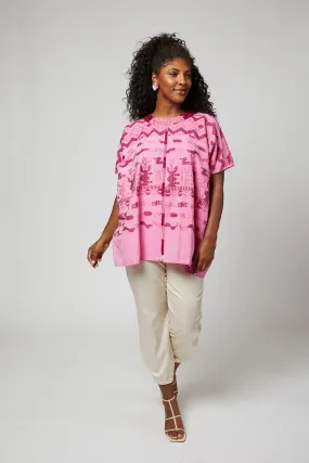 Santa Lucia Embroidered Guatemalan Tunic - Pink, Fuschia, Wine