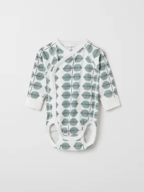 Scandi Leaf Wraparound Baby Bodysuit