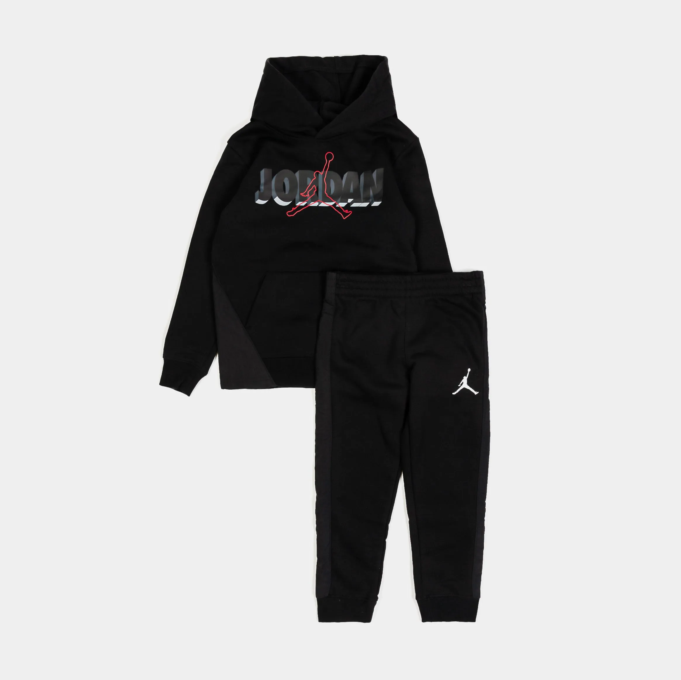 Sideline Fleece  Pullover and Jogger Preschool Set (Black/Grey)