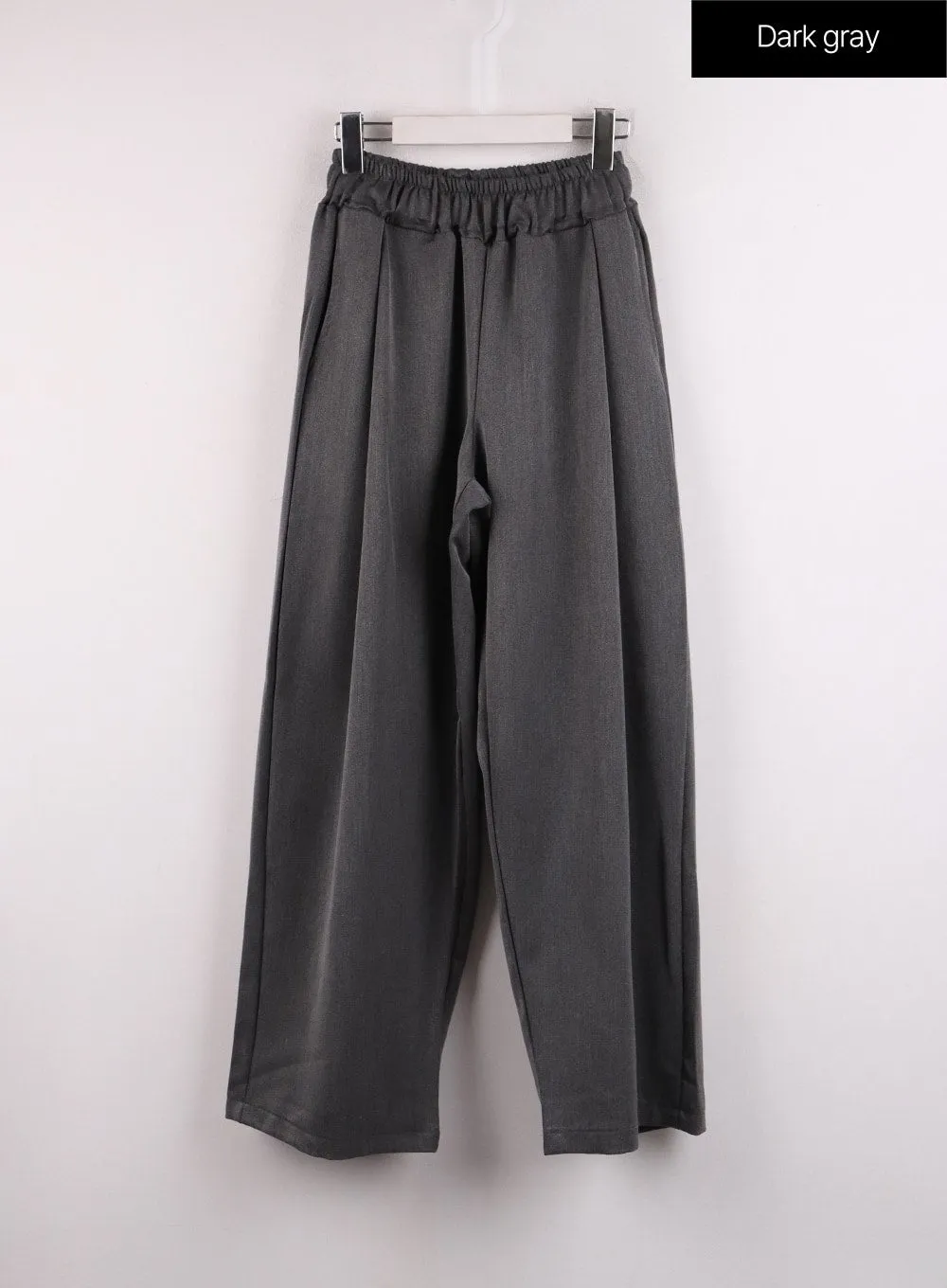 Solid Elastic Waist Trousers IF402