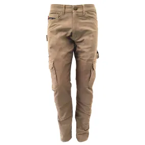 Straight Leg Cargo Pants - Khaki Solid with Pads