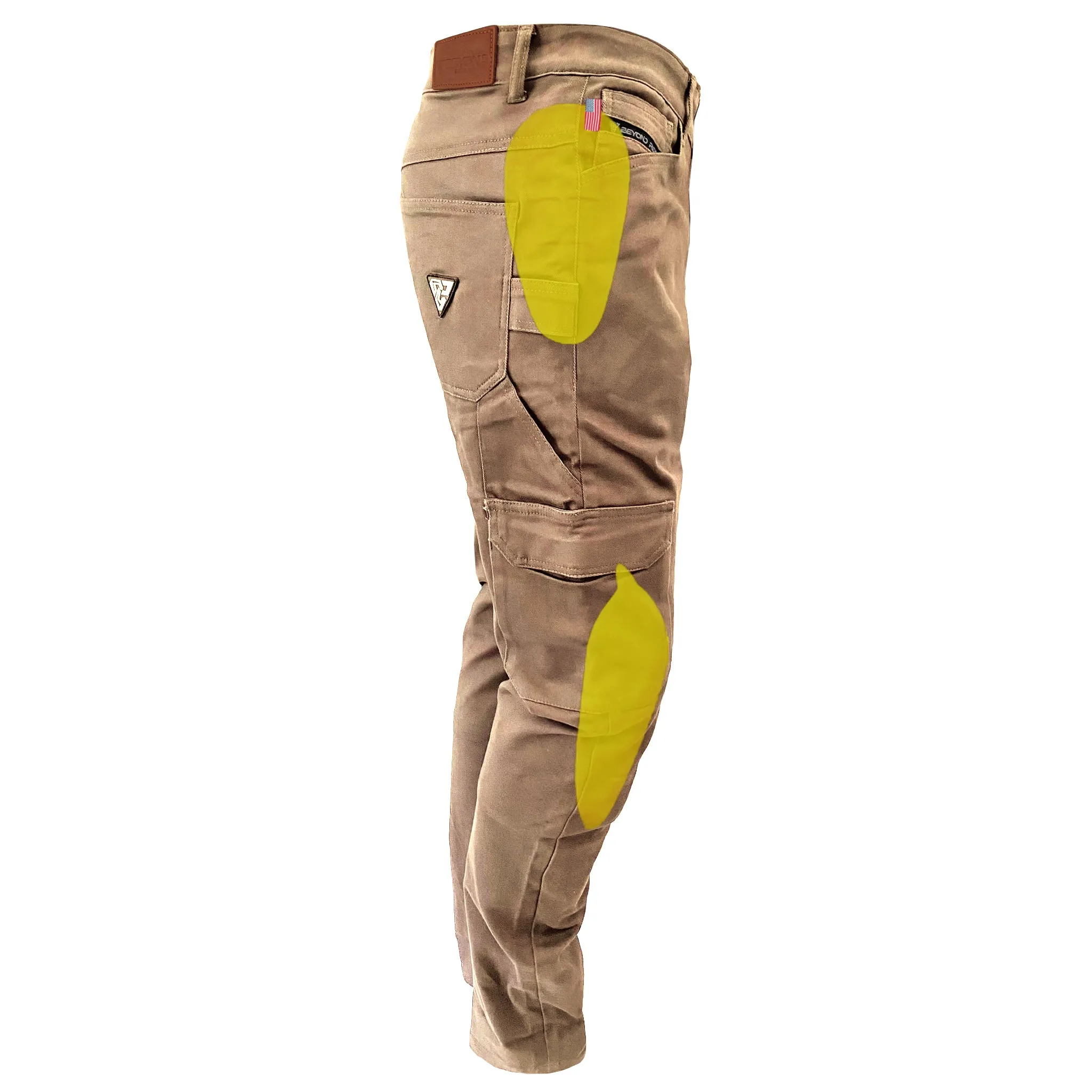 Straight Leg Cargo Pants - Khaki Solid with Pads