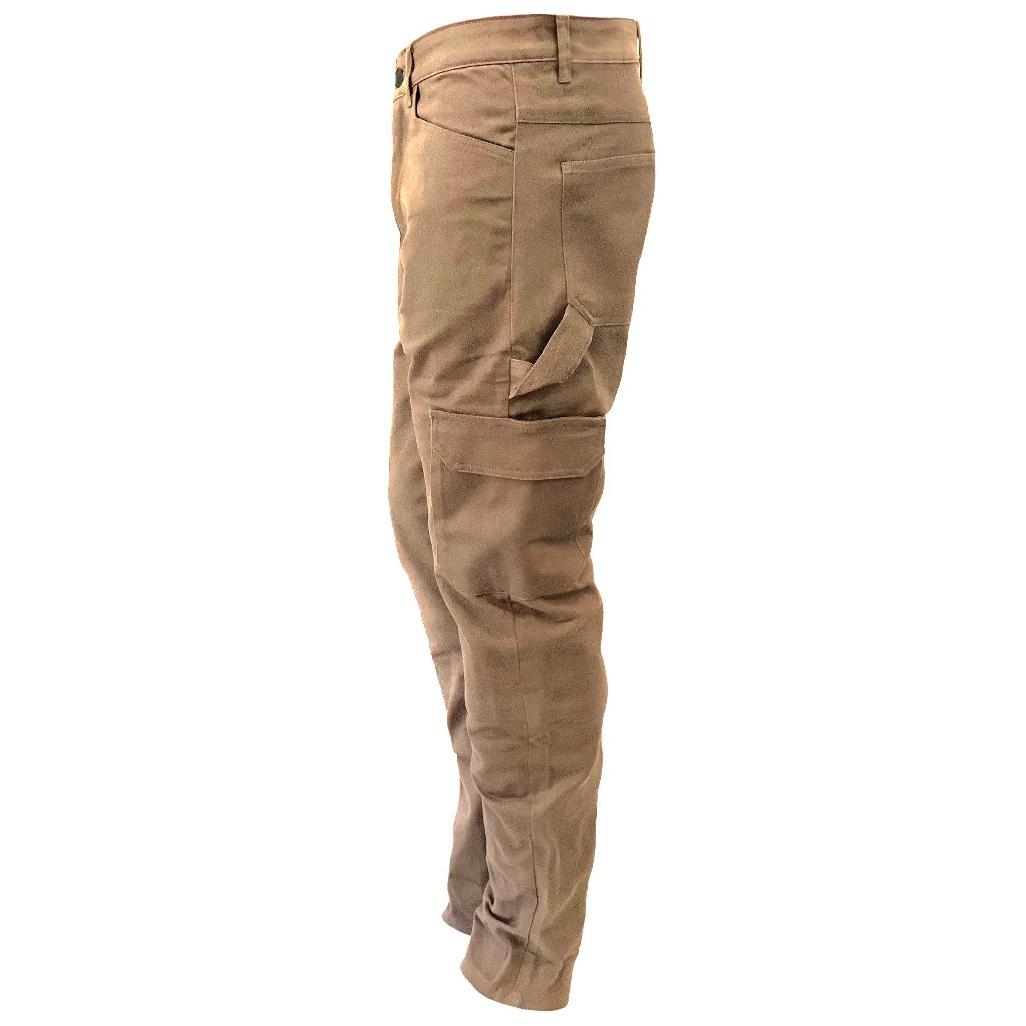 Straight Leg Cargo Pants - Khaki Solid with Pads