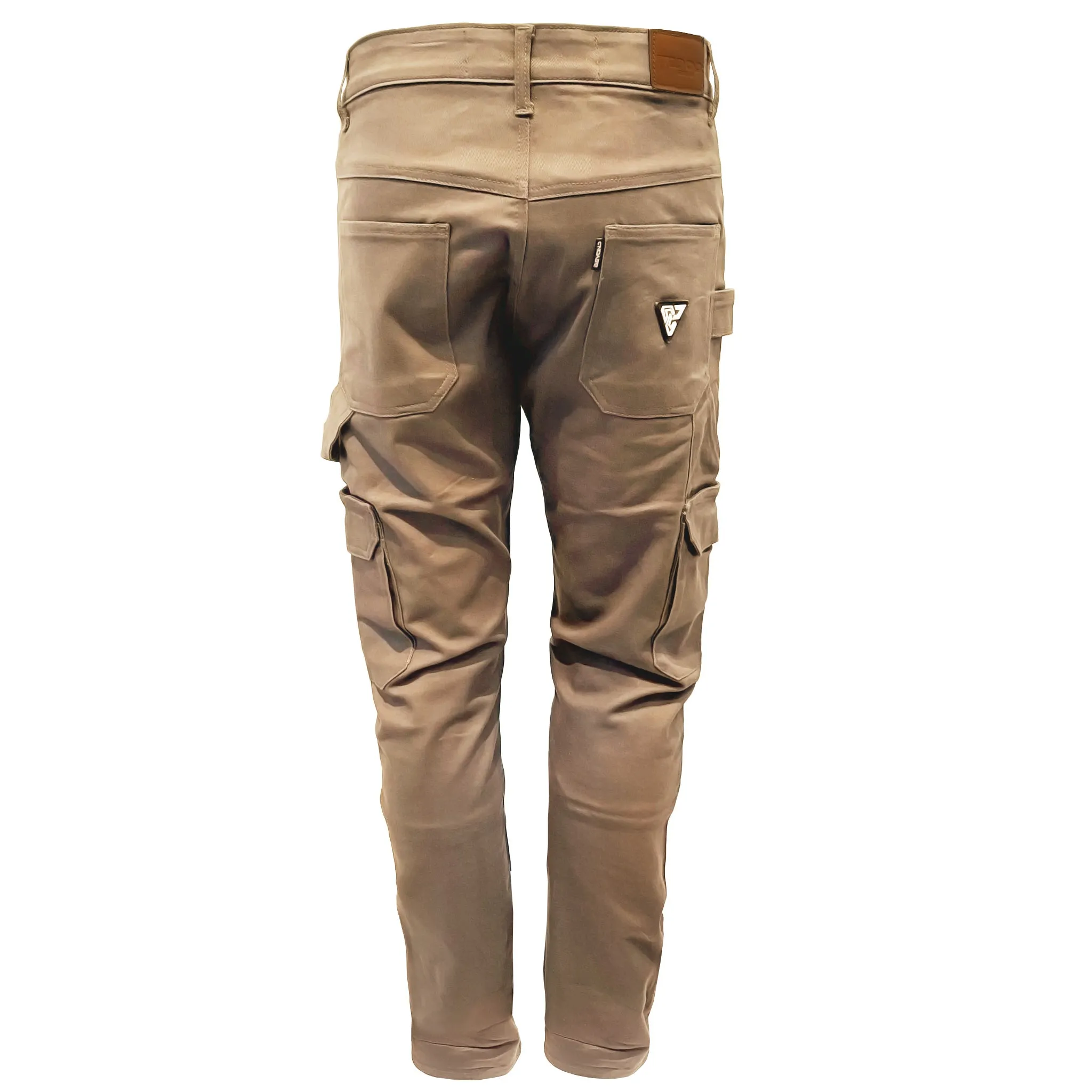 Straight Leg Cargo Pants - Khaki Solid with Pads