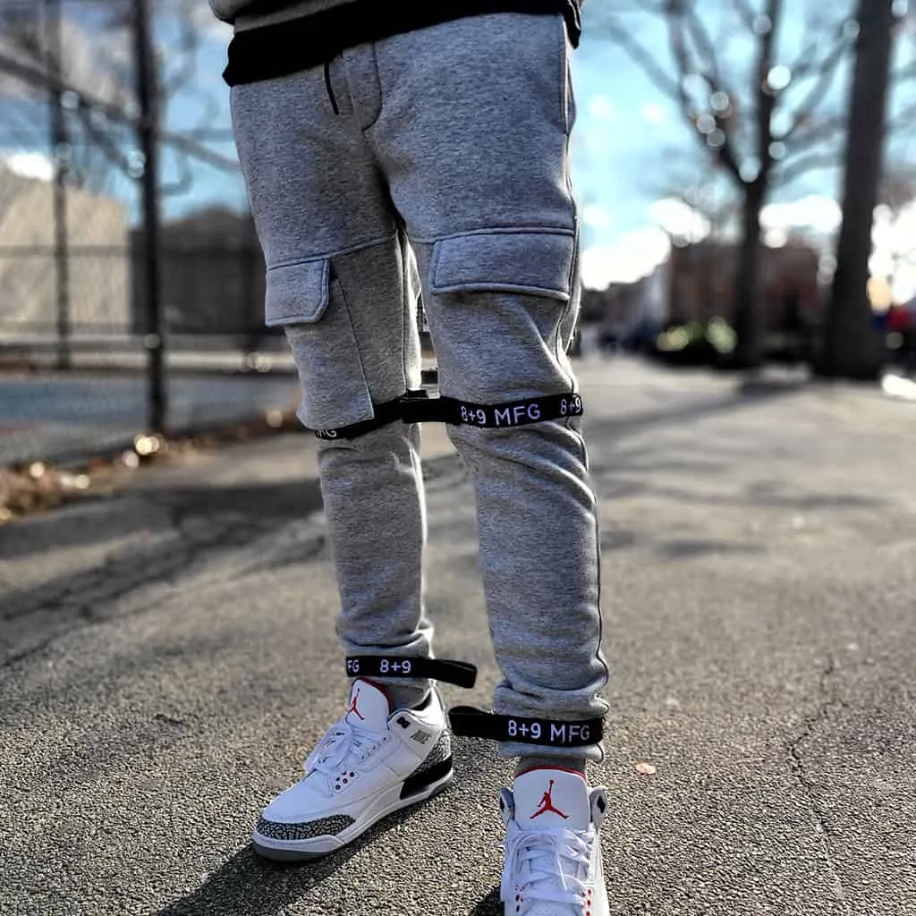 Strapped Up Slim Fleece Sweatpants Grey