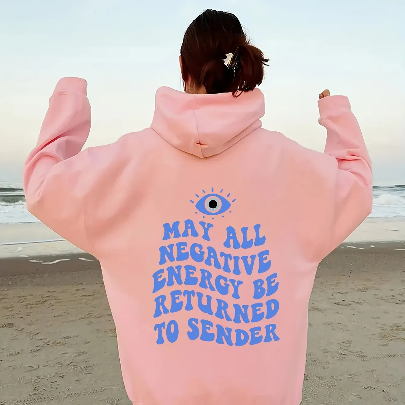 Stylish Big Eye Graphic Hoodie - Soft Casual Drawstring Sweatshirt with Kangaroo Pocket, Relaxed Fit, Comfortable Women's Clothing for Everyday Wear