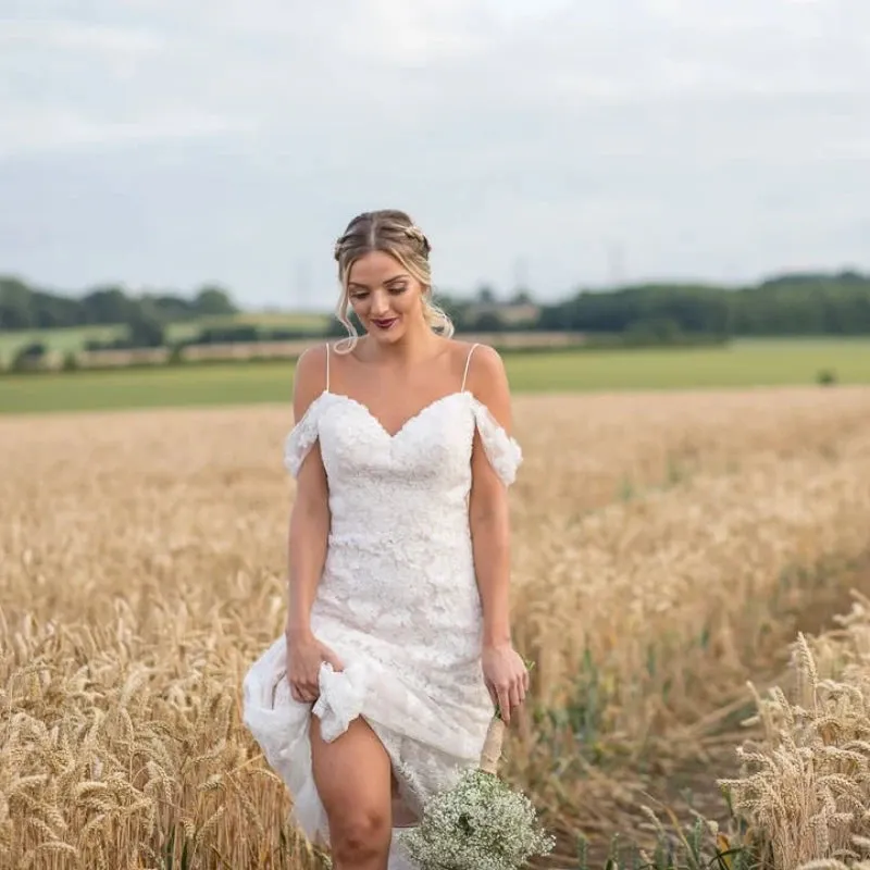 Sweet Illusion Lace Backless Sheath Bridal Wedding Gown