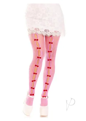 Sweetheart Stripe Tights Key Bow Os Pnk