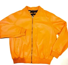 Tangerine Naked Lambskin Bomber Jacket