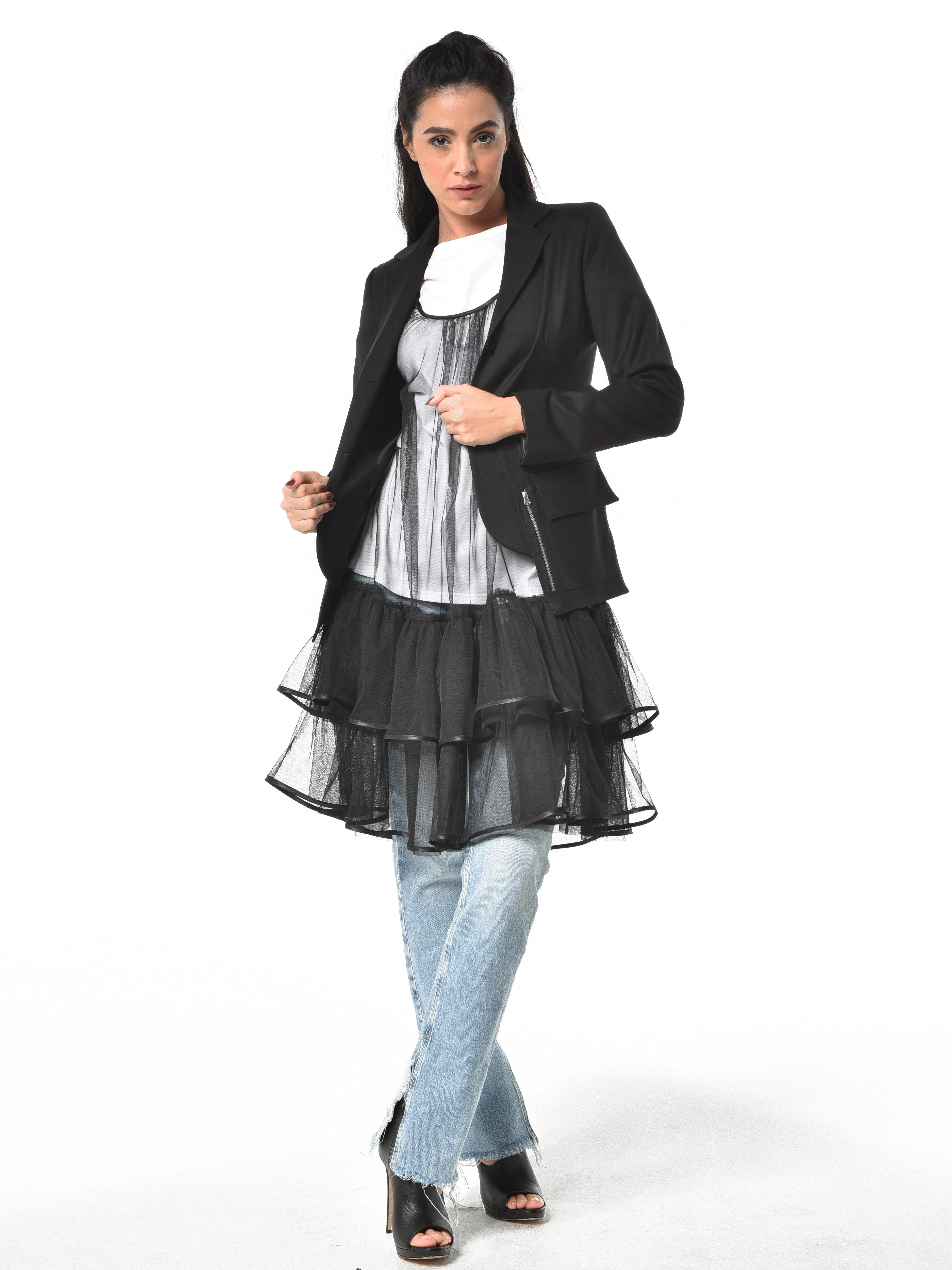 Transparent Sleeveless Tulle Tunic