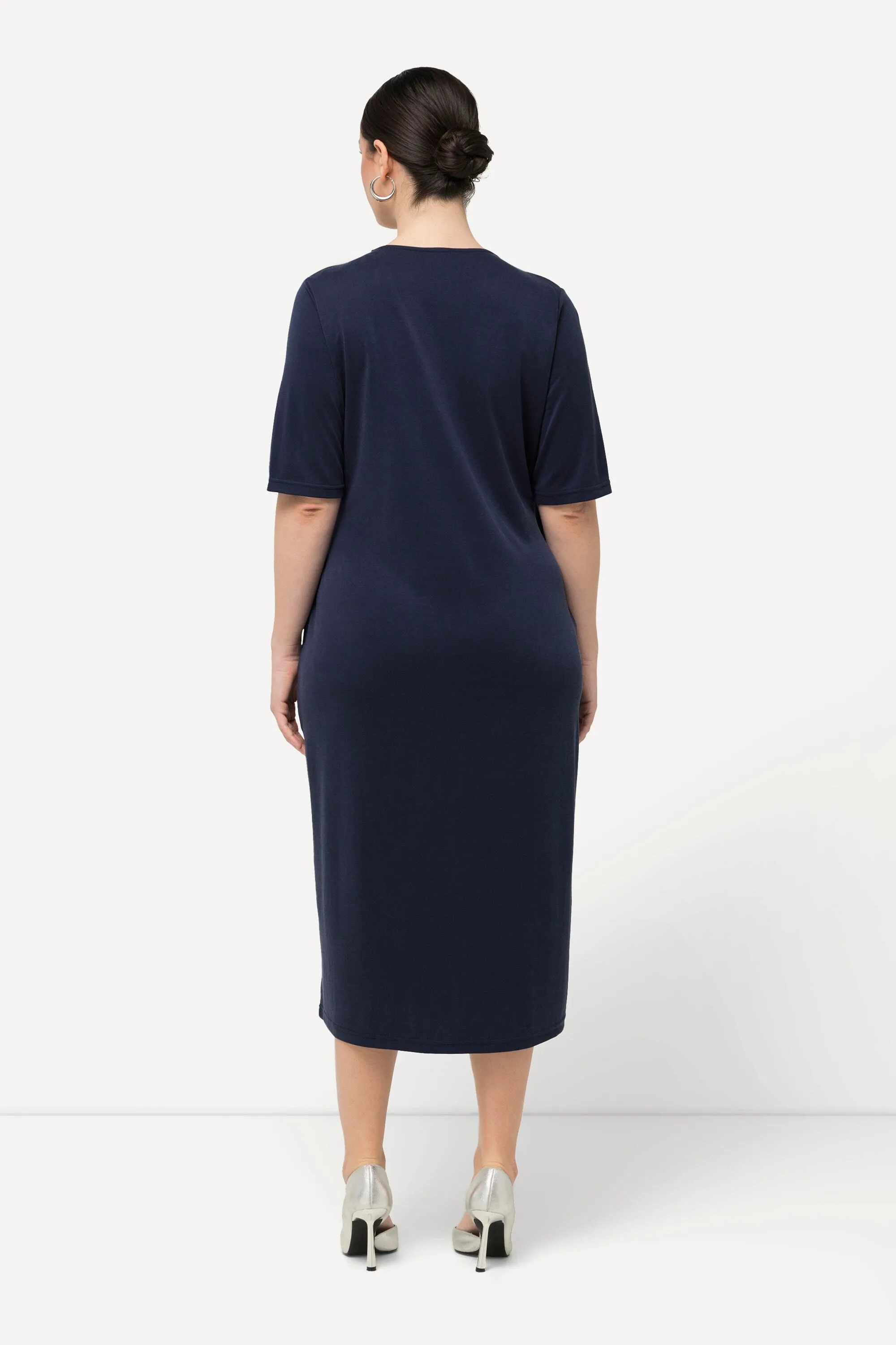 Ulla Popken Faux Wrap Dress in Navy