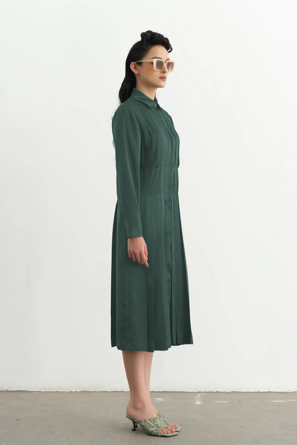 Vadim Tunic Pleated Silk Midi Dress