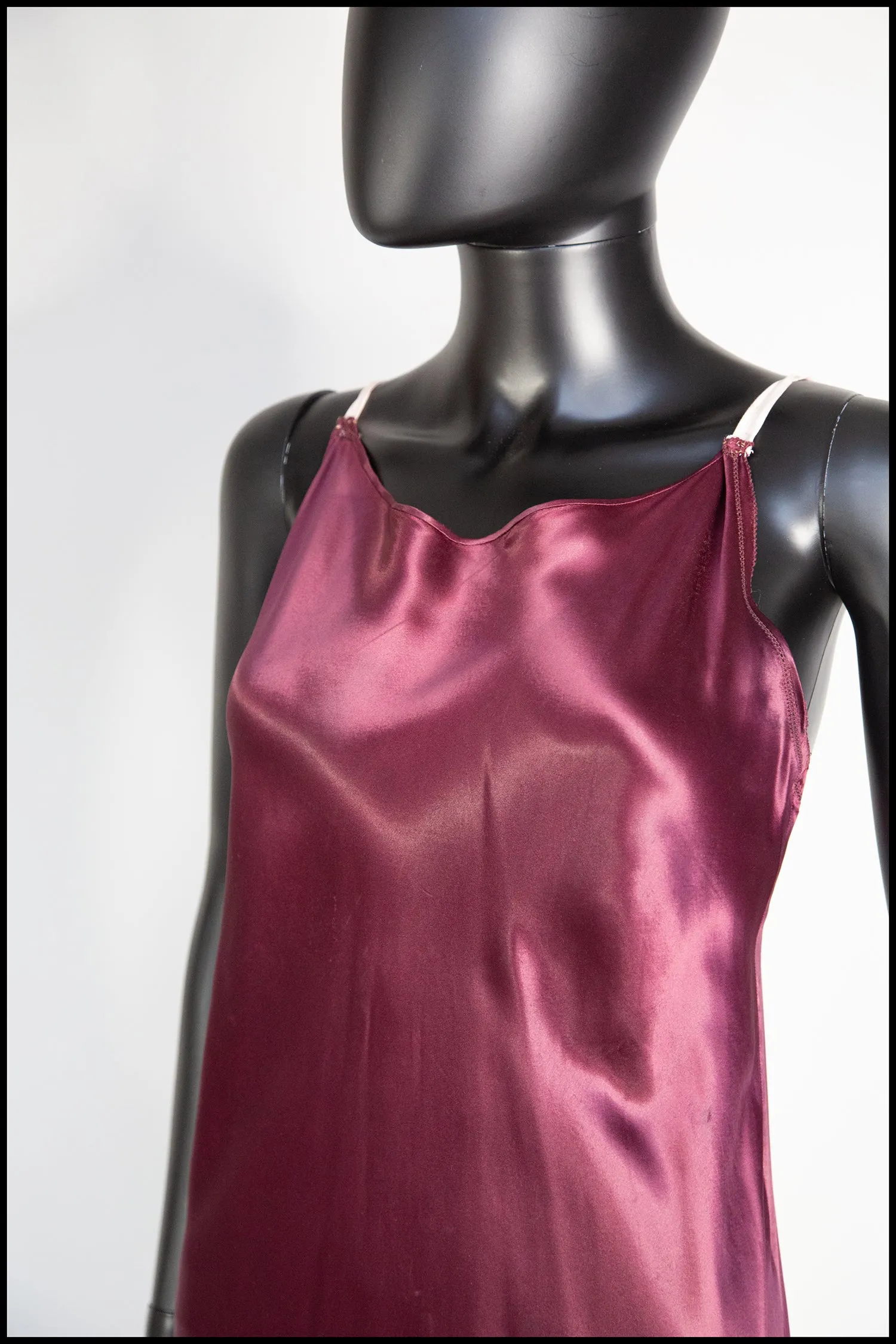 Vintage 1930s Plum Bias Purple Cut Satin Slip