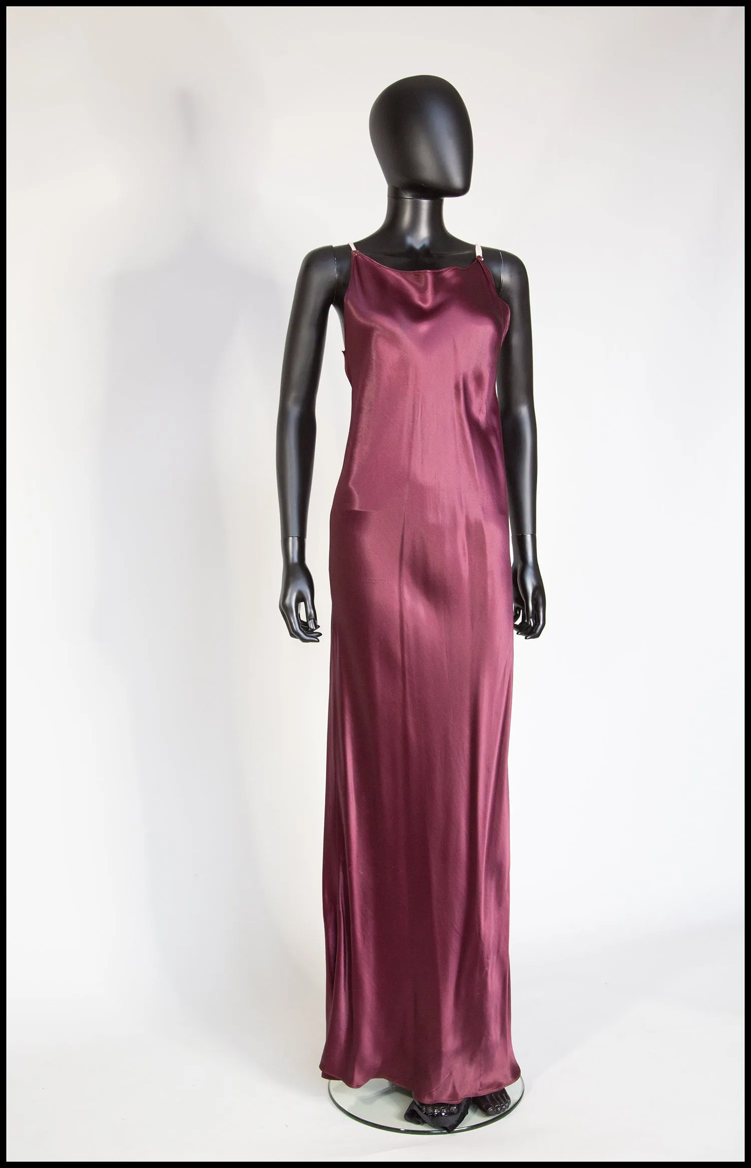 Vintage 1930s Plum Bias Purple Cut Satin Slip