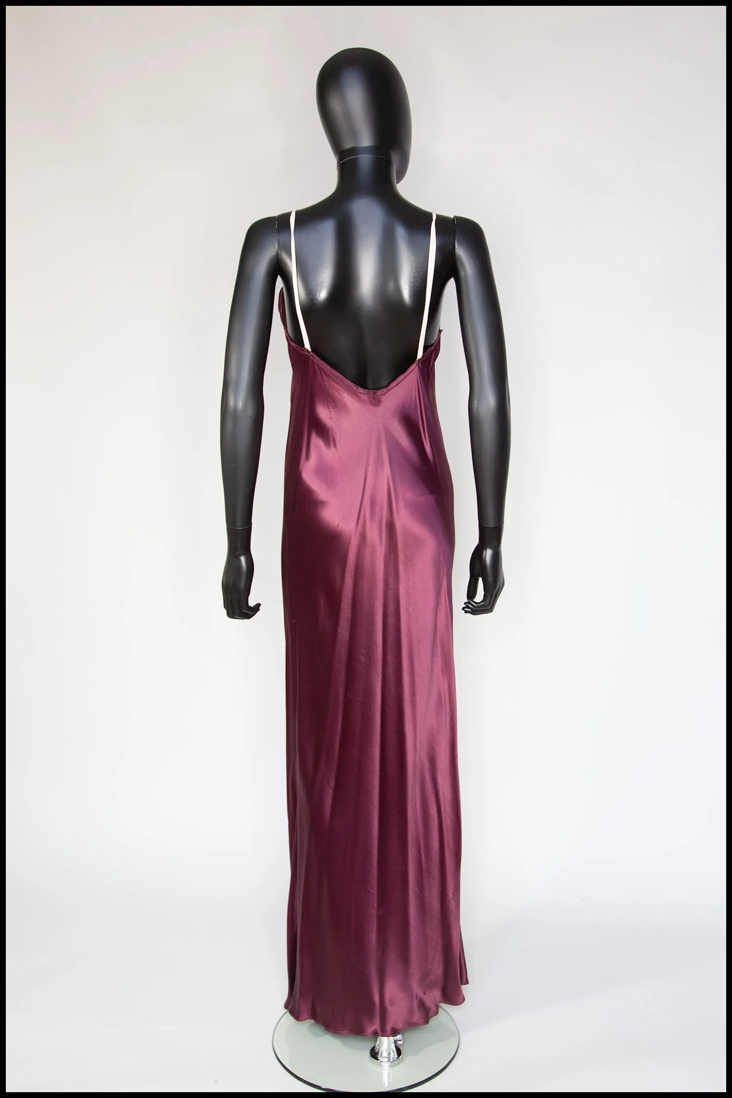 Vintage 1930s Plum Bias Purple Cut Satin Slip