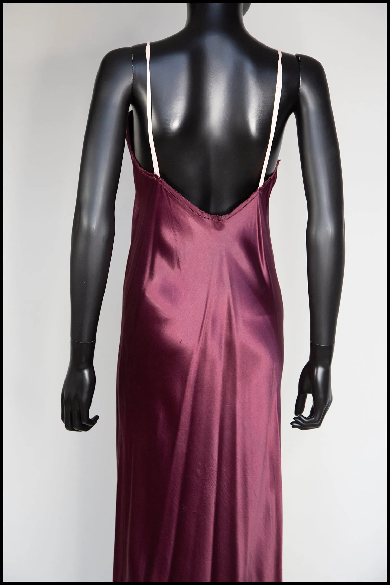 Vintage 1930s Plum Bias Purple Cut Satin Slip