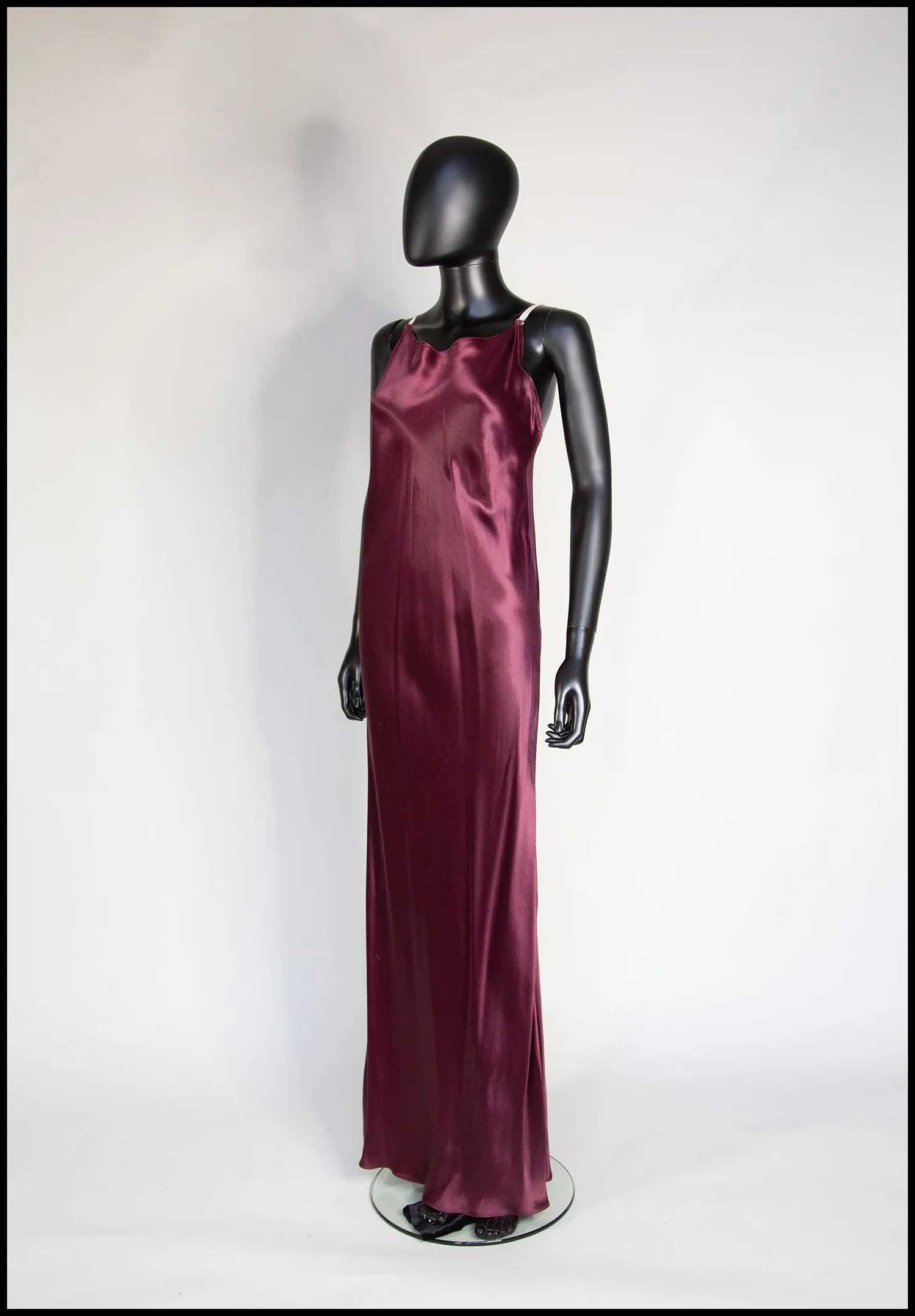 Vintage 1930s Plum Bias Purple Cut Satin Slip