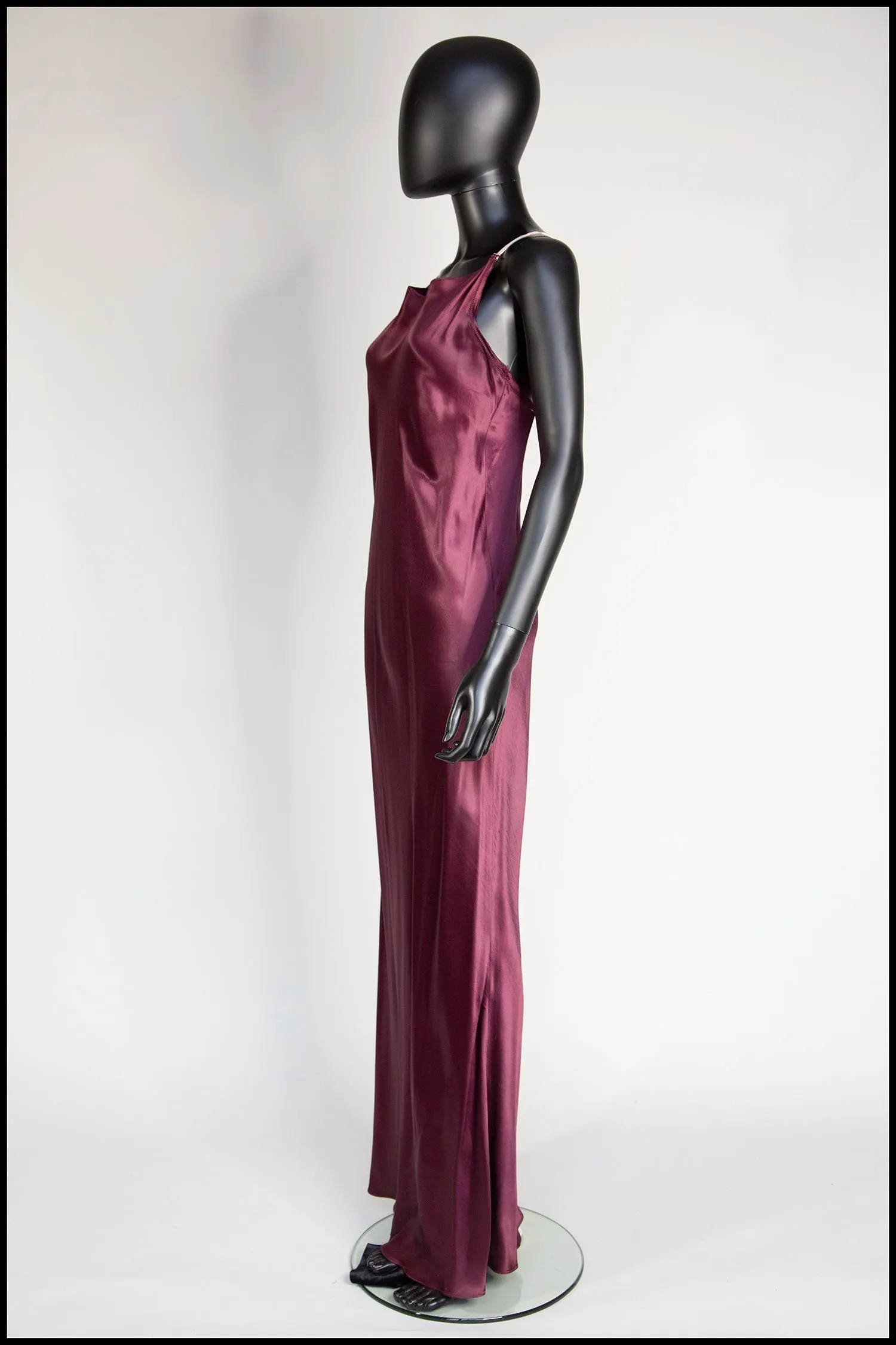 Vintage 1930s Plum Bias Purple Cut Satin Slip