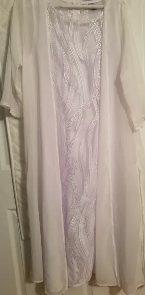 White 2 Piece, A-Line Lace Dress, Size 10