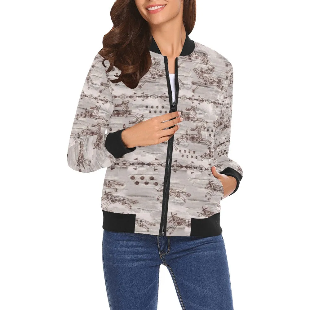 Wild Run All Over Print Bomber Jacket for Women