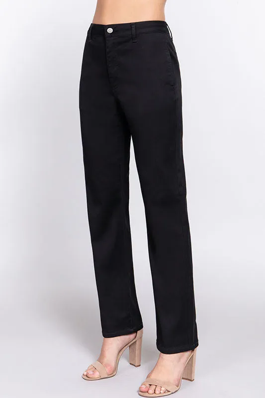 Women's Casual Straight Fit Twill Long Pants