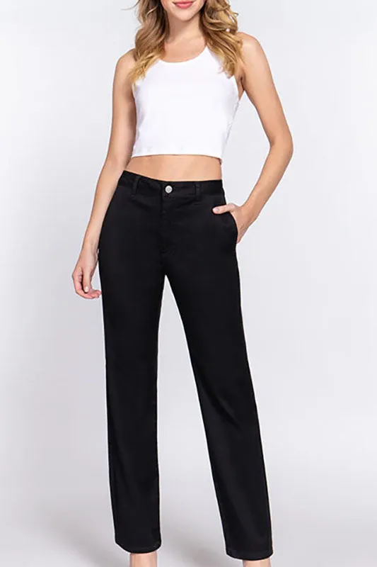 Women's Casual Straight Fit Twill Long Pants