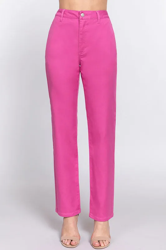 Women's Casual Straight Fit Twill Long Pants