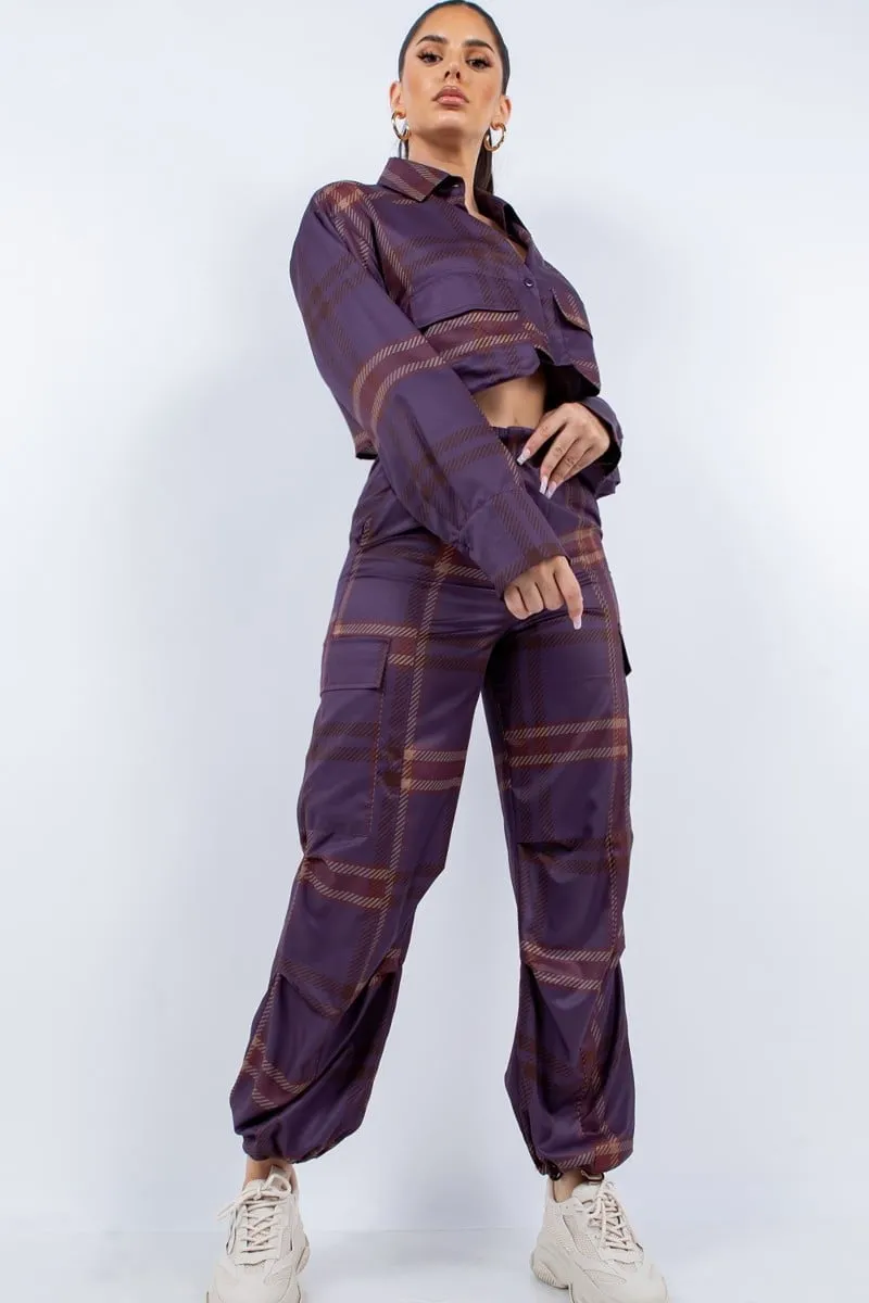 Women's Cropped shirt & cargo pants set