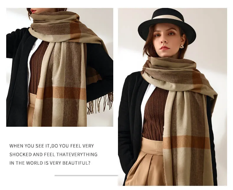 Womens Winter Scarf Cashmere Feel Pashmina Shawl Wraps Soft Warm Blanket Scarves for Women