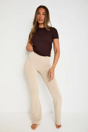 Wrap High-Waisted Flare Leggings  - Latte