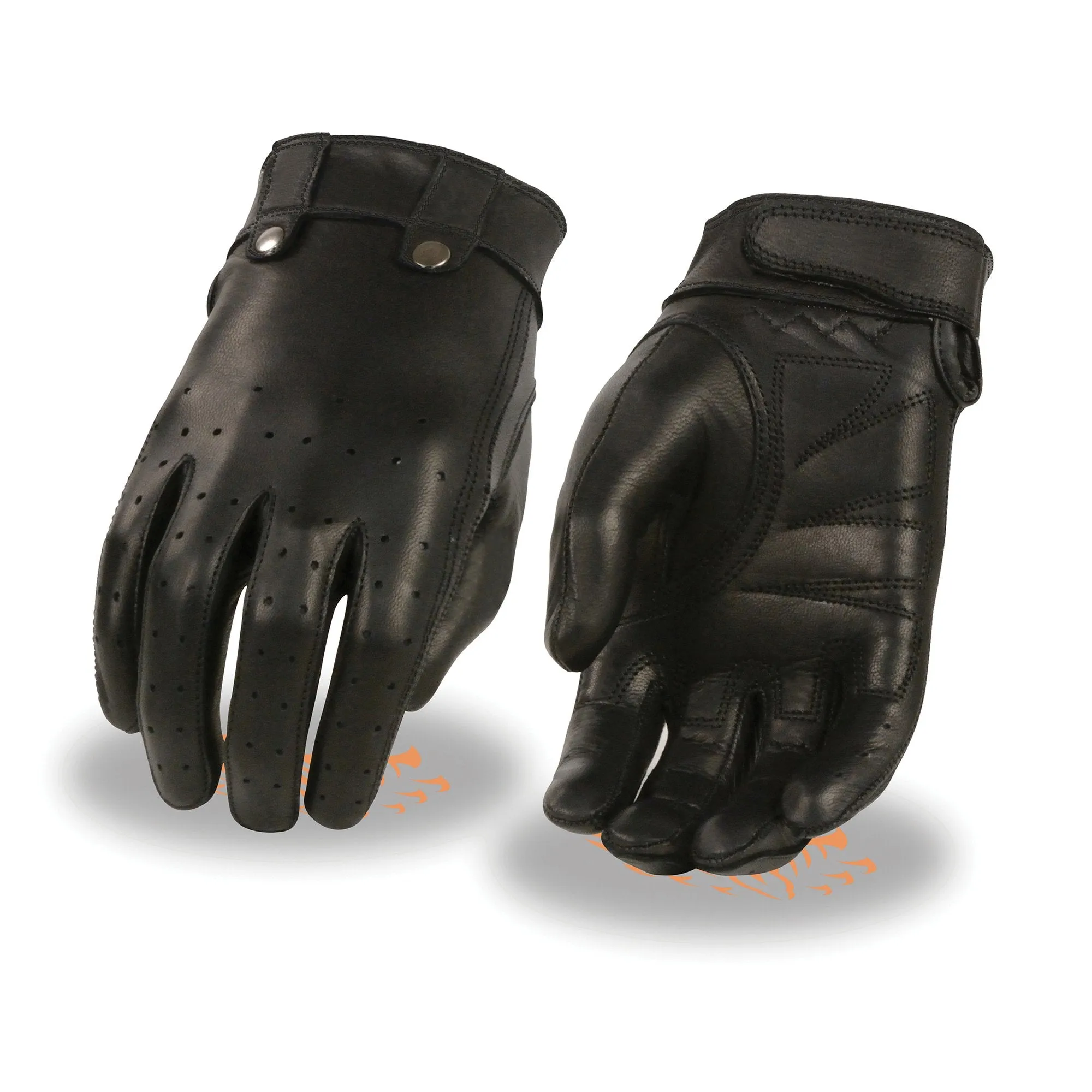 Xelement XG7710 Women's Black Leather 'Driving' Gloves with Perforated Fingers