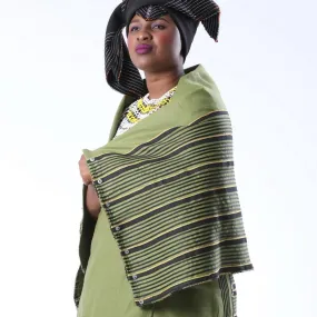 Xhosa Umbhaco Bhayi Shawl with Two Tone Braiding