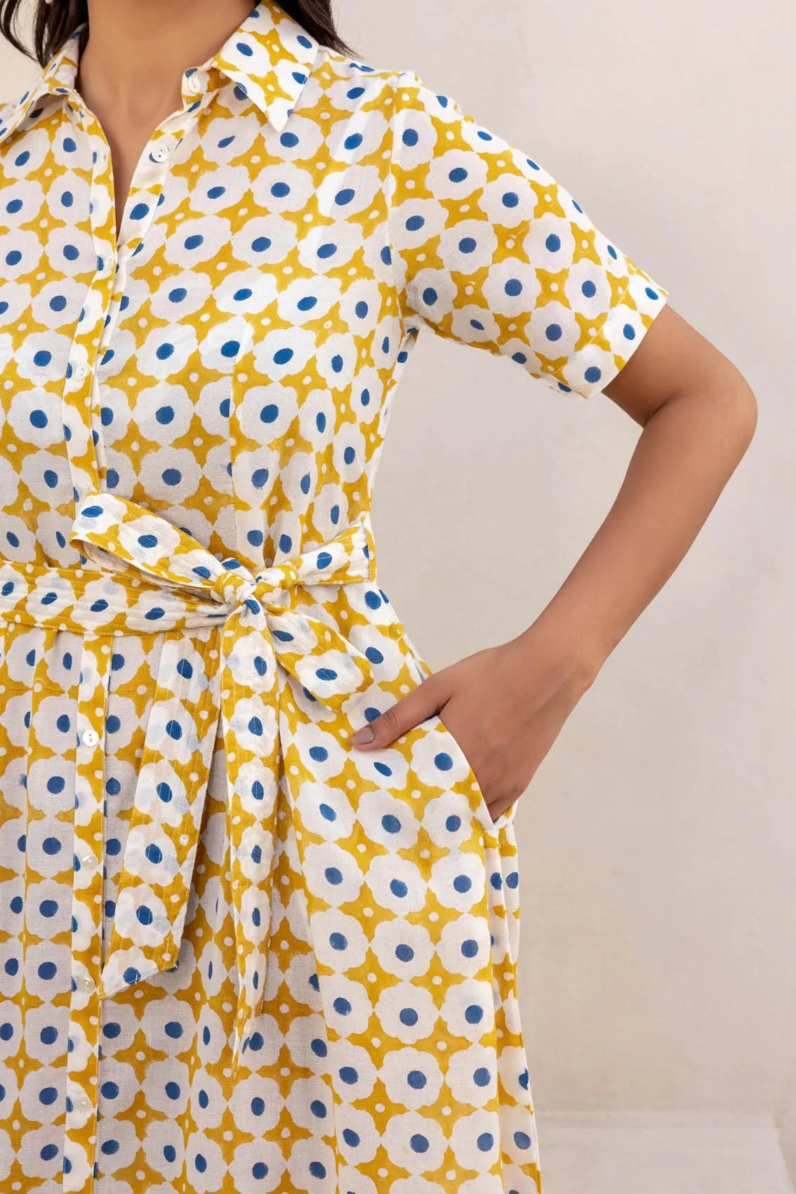 Yellow Polka Dotted Frill Dress